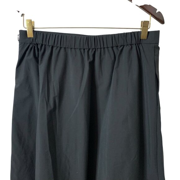 NWT Uniqlo Flared Pleated Midi Skirt Black Women's High Waisted Pockets Sz Large - Picture 3 of 16